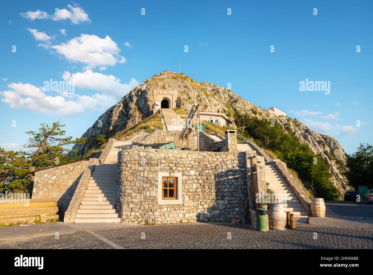 Mausoleum of Petar Petrovic Njegos. Historical mausoleum building of Petar Petrovic Njegos - montenegrin poet and ruler - in mountains of National Par Stock Photo