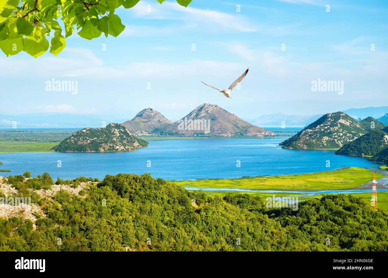 View to the mountains and Skadar lake Stock Photo