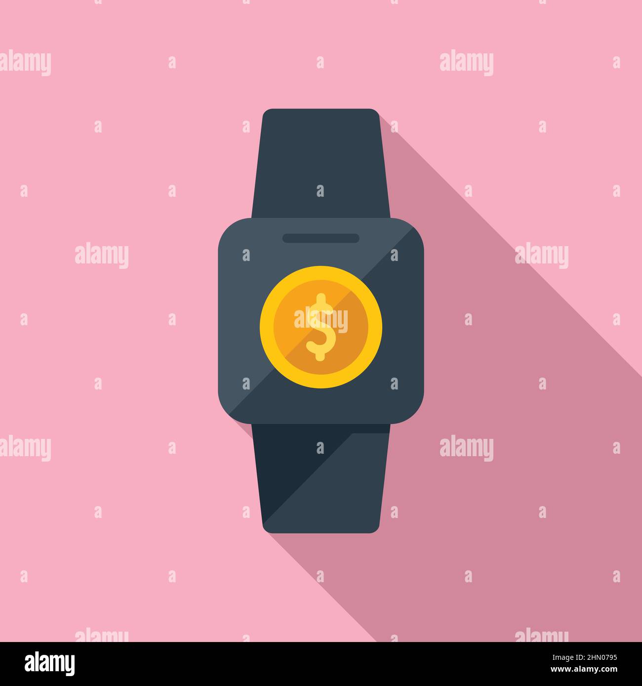 Smartwatch online money icon flat vector. Home payment Stock Vector