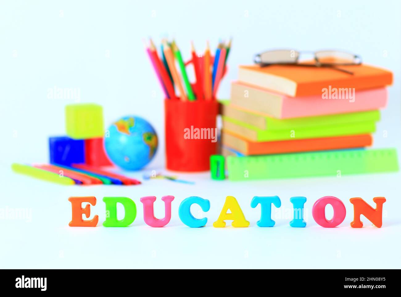 School supplies. The main word Stock Photo - Alamy