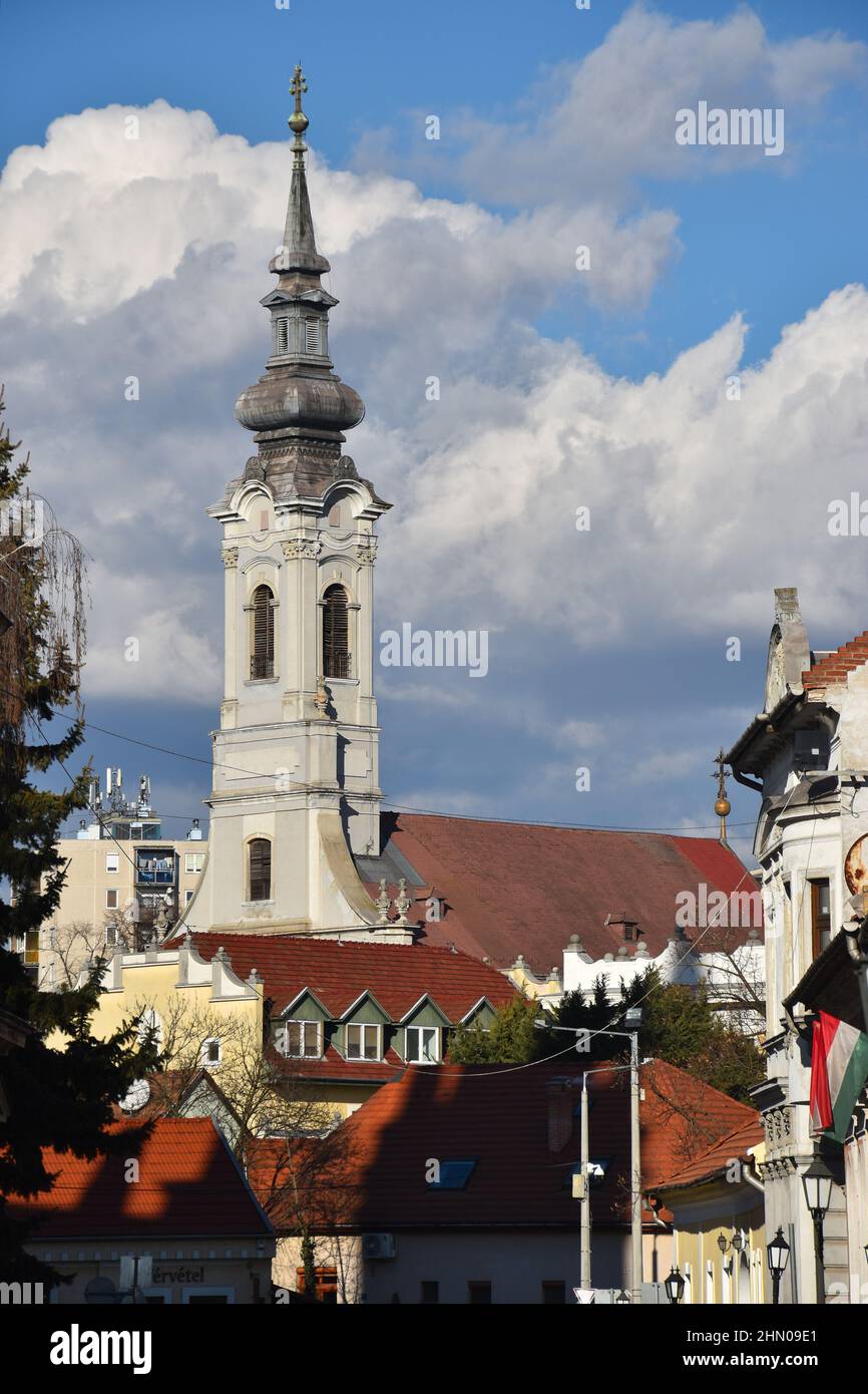 Miskolc, a large town in Northern Hungary: orthodox baroque church, once for Greek and Serbian population Stock Photo