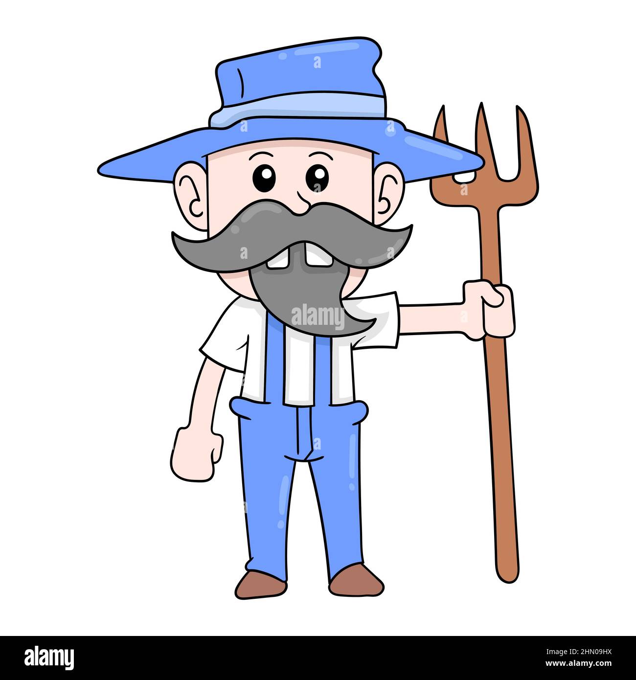 the old farmer is standing with the rake Stock Vector Image & Art - Alamy