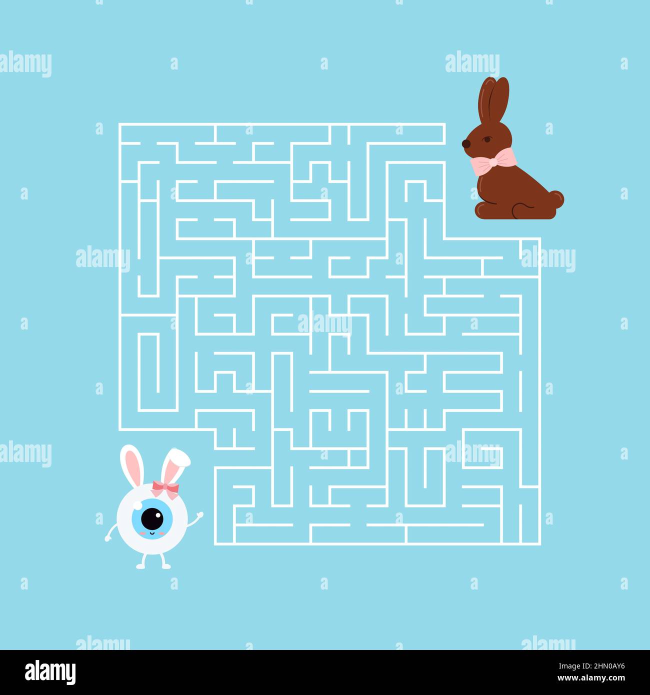 Easter eyeball kids maze game vector illustration. Stock Vector