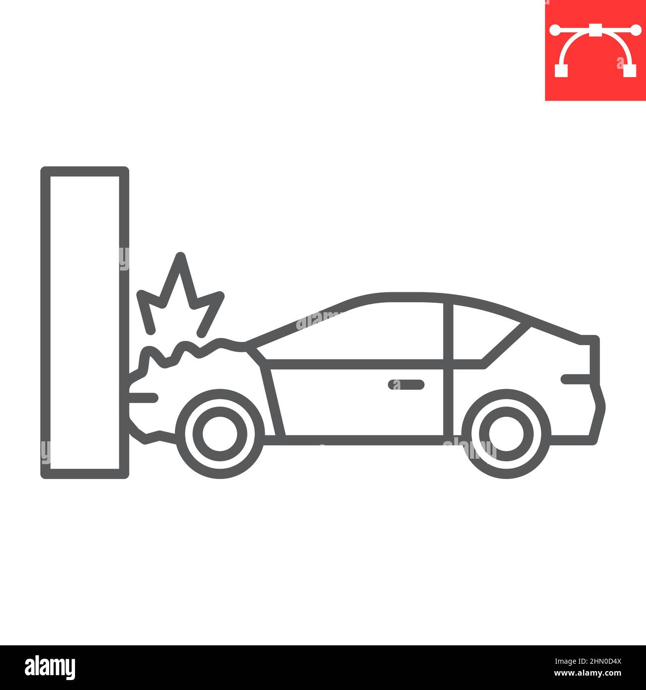 Car crash line icon, insurance and wreck, car accident vector icon