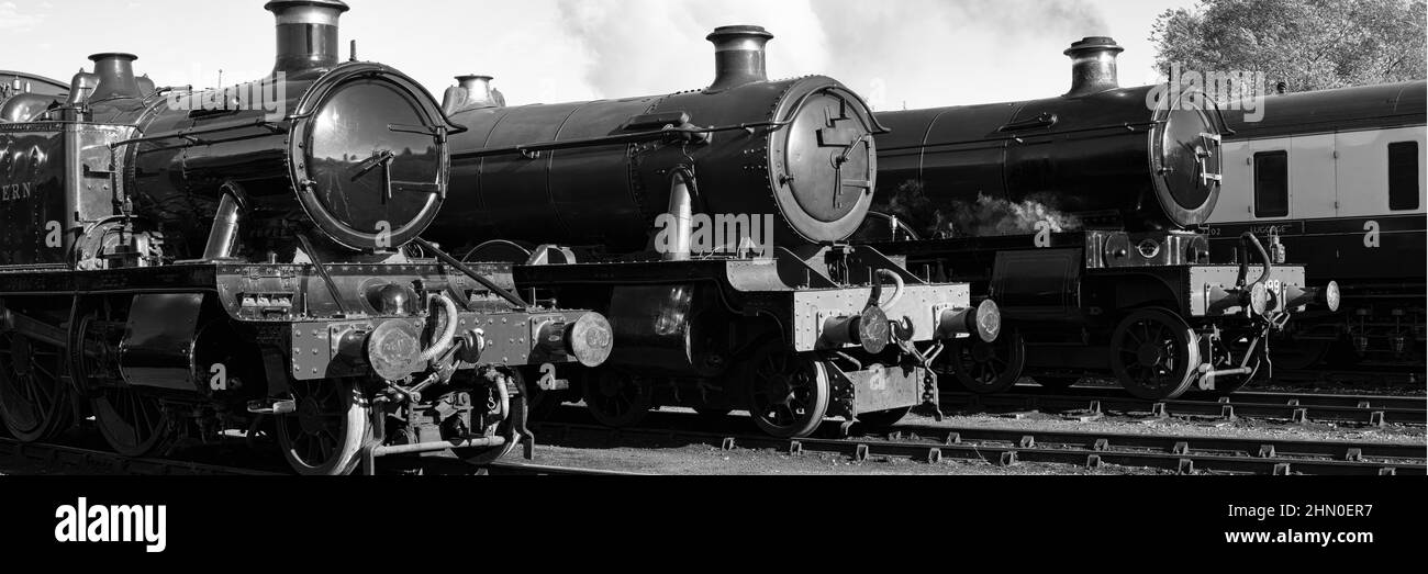 Three steam at Didcot Railway Centre, Oxford, UK Stock Photo