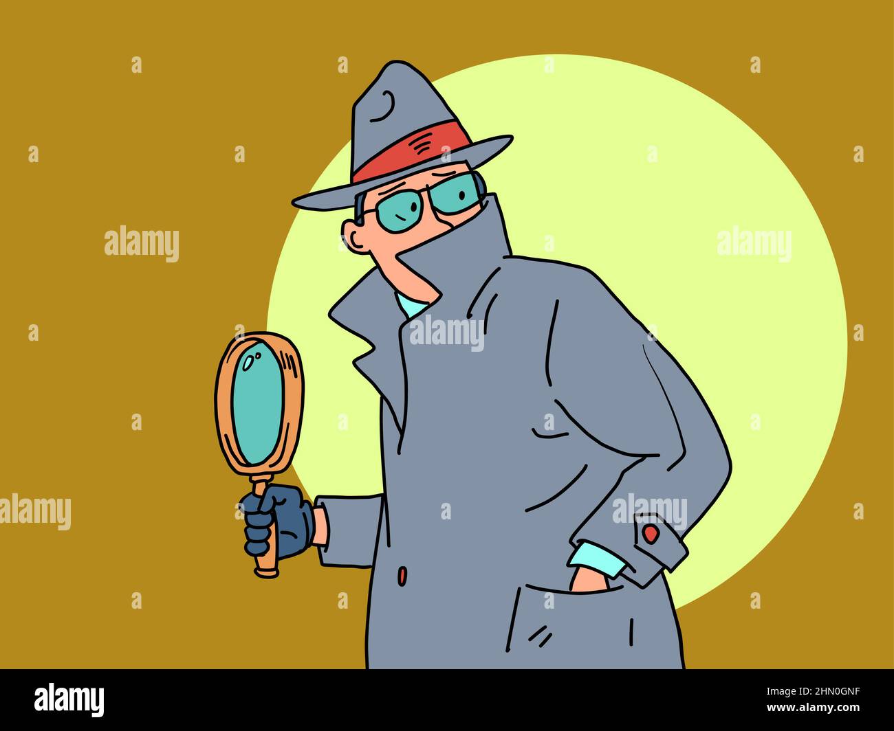 detective with magnifying glass cartoon