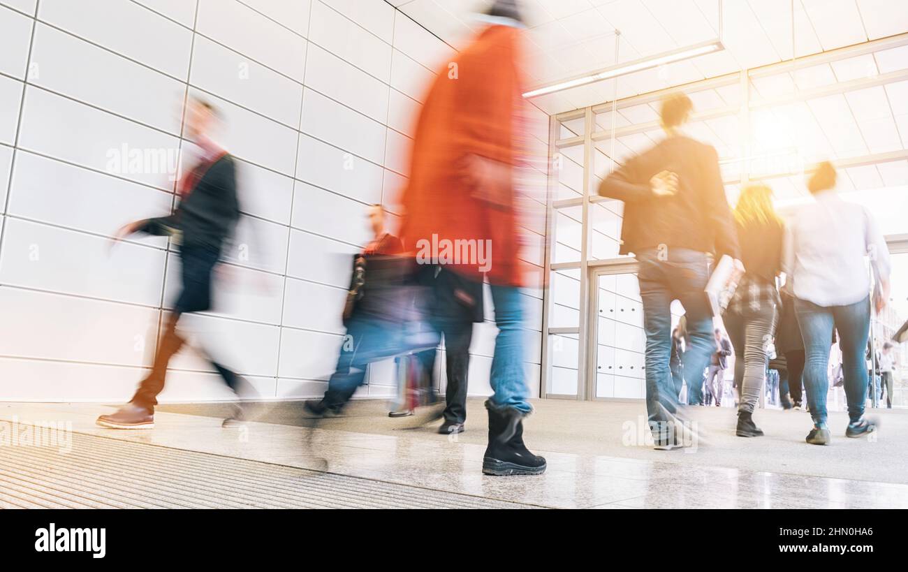 Crowd of anonymous people walking Stock Photo