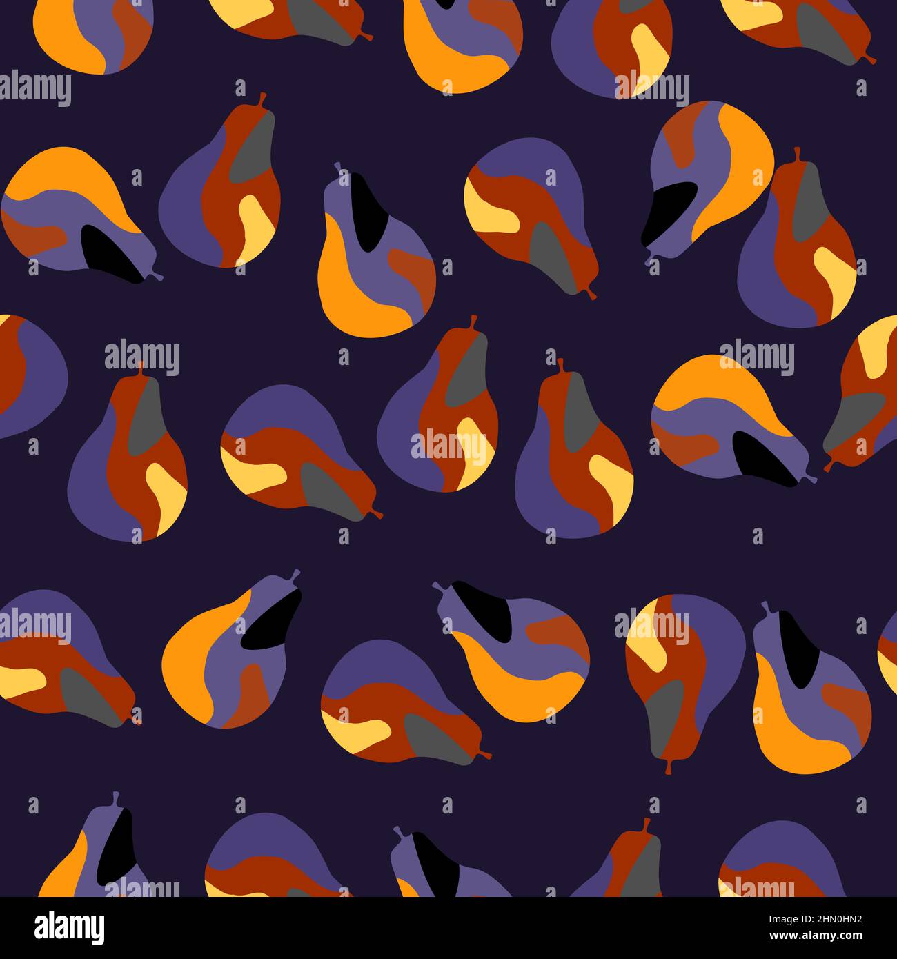 Creative pears seamless pattern. Abstract summer fruit background ...