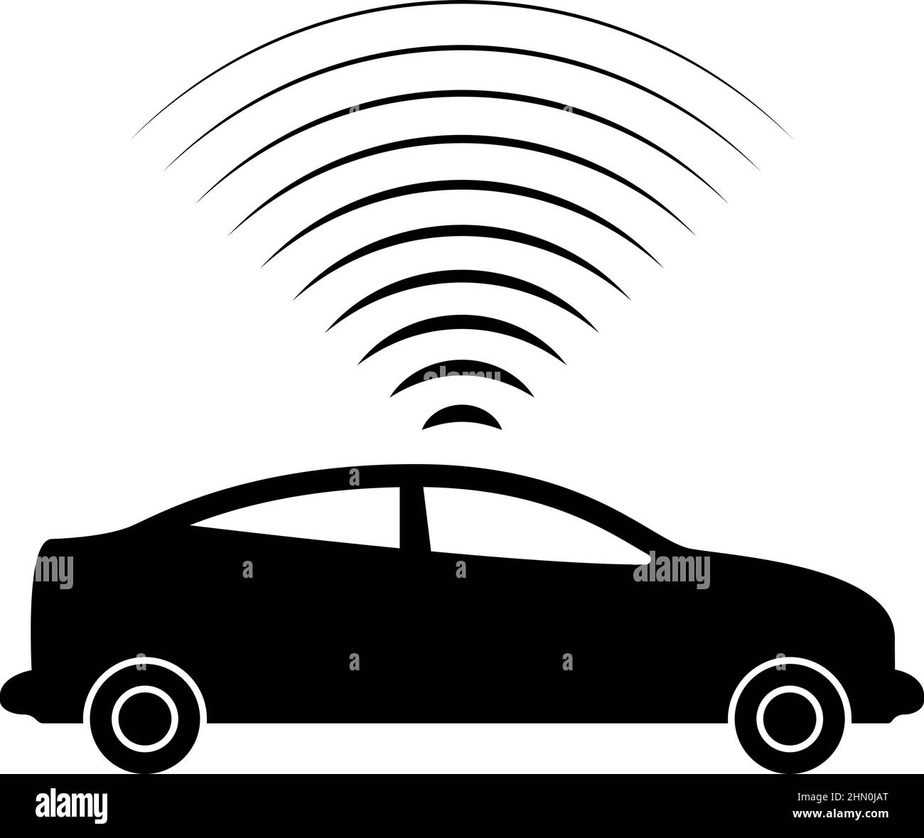 Car radio signals sensor smart technology autopilot up direction icon black color vector illustration image flat style simple Stock Vector
