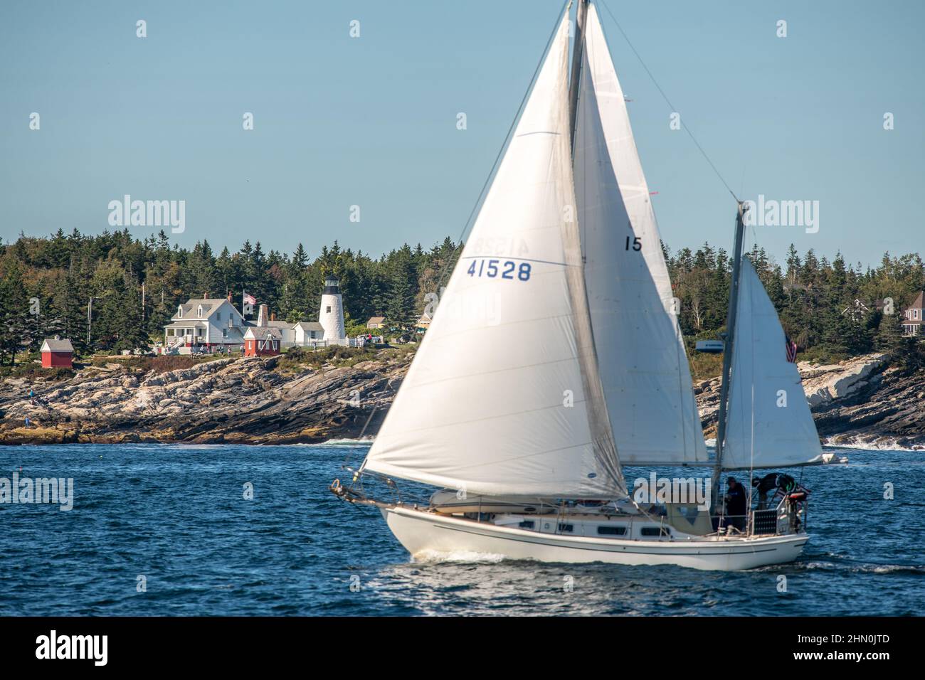 sailboat on the Maine Coast Stock Photo Alamy
