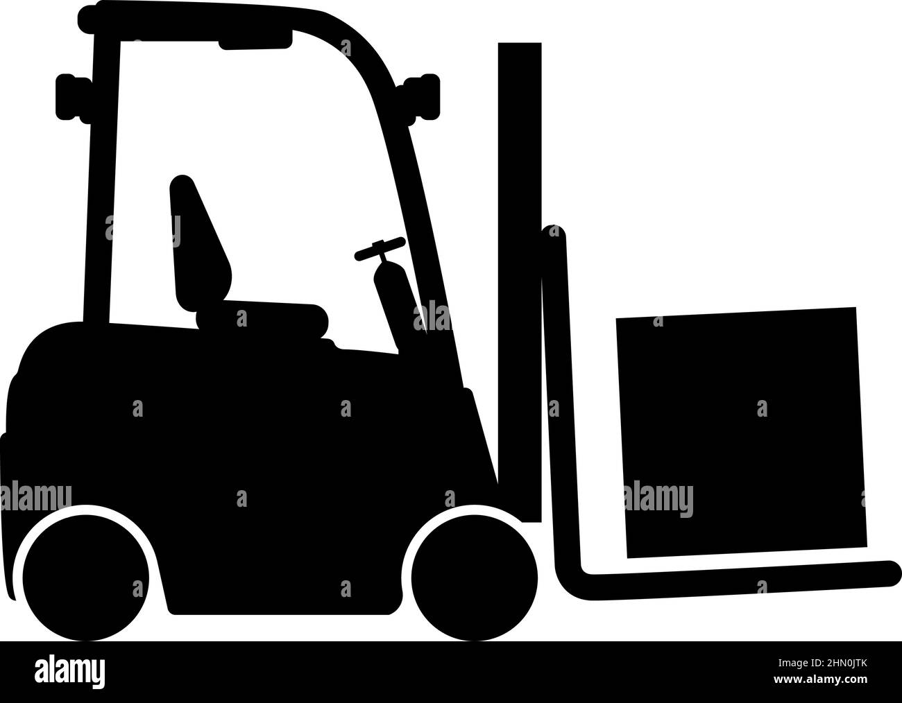 Cargo loading machine forklift truck for lifting box goods in warehouse fork lift loader freight icon black color vector illustration image flat Stock Vector
