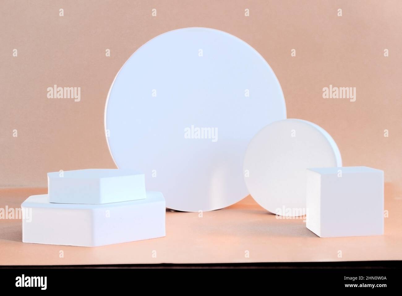 Abstract minimal nature scene - empty stage with three white rectangle ...