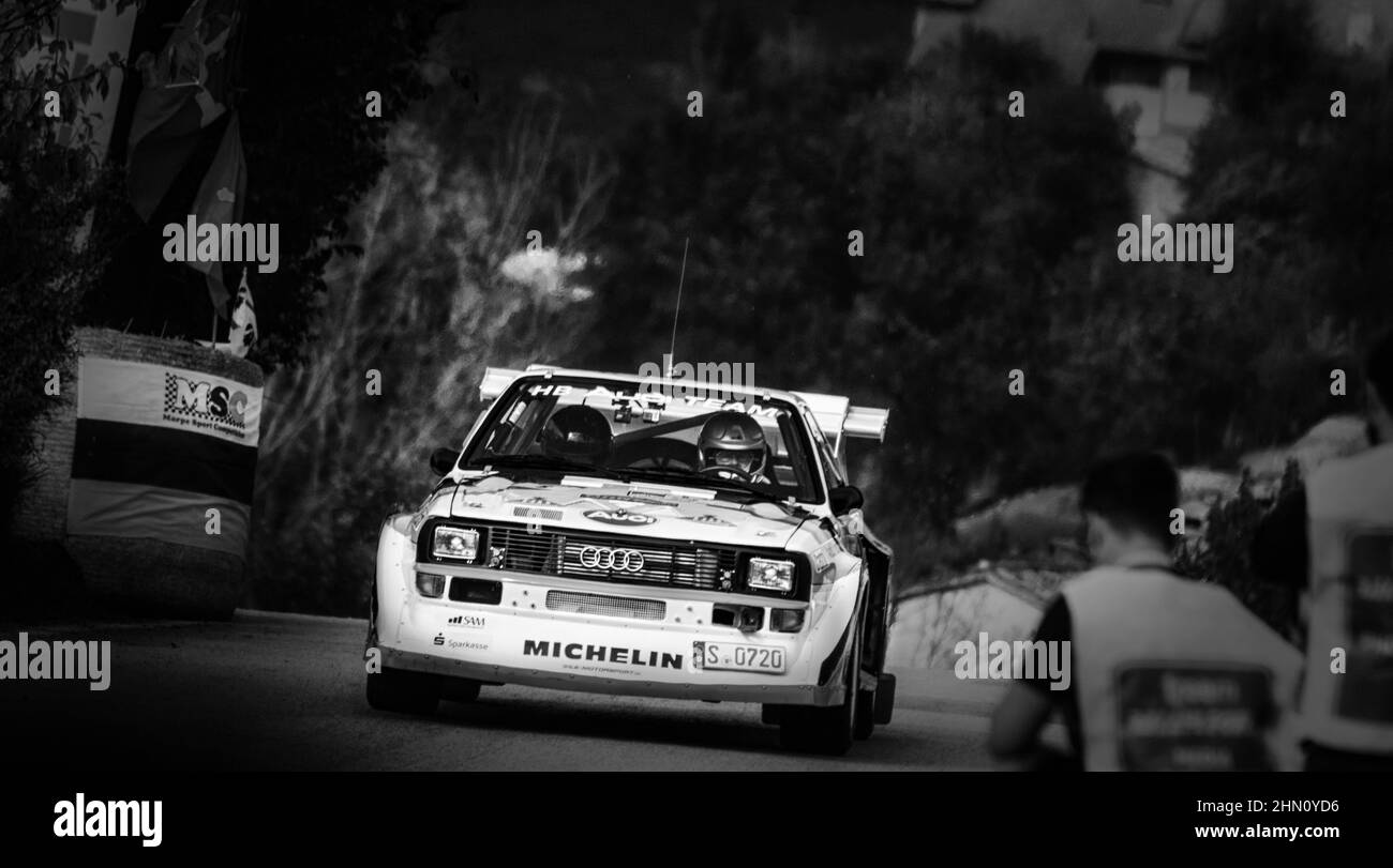 AUDI QUATTRO 1983 in old racing car rally THE LEGEND 2017 in San Marino Stock Photo
