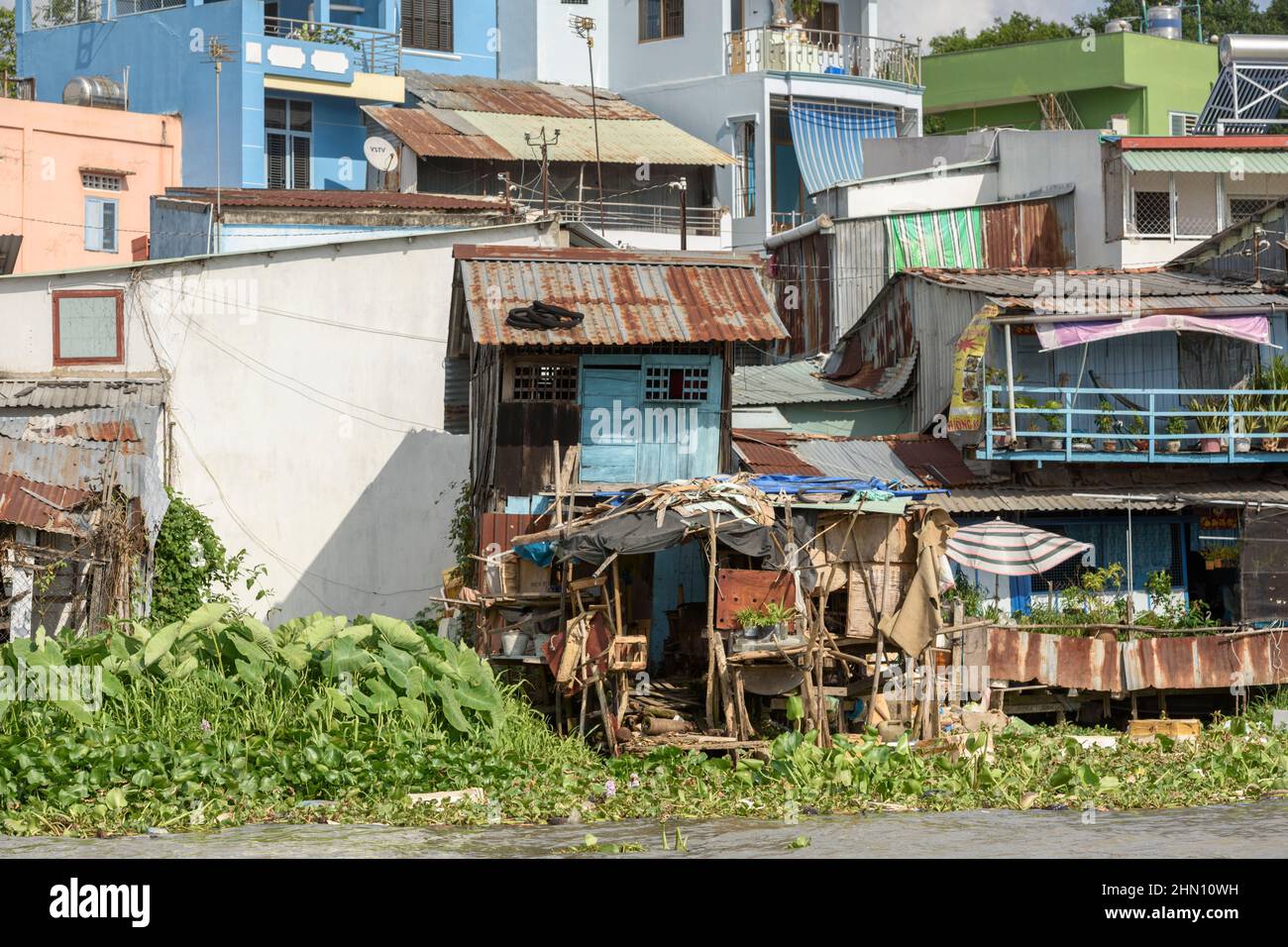 Traditional Vietnamese houses on the banks of the Mekong River, Can Tho