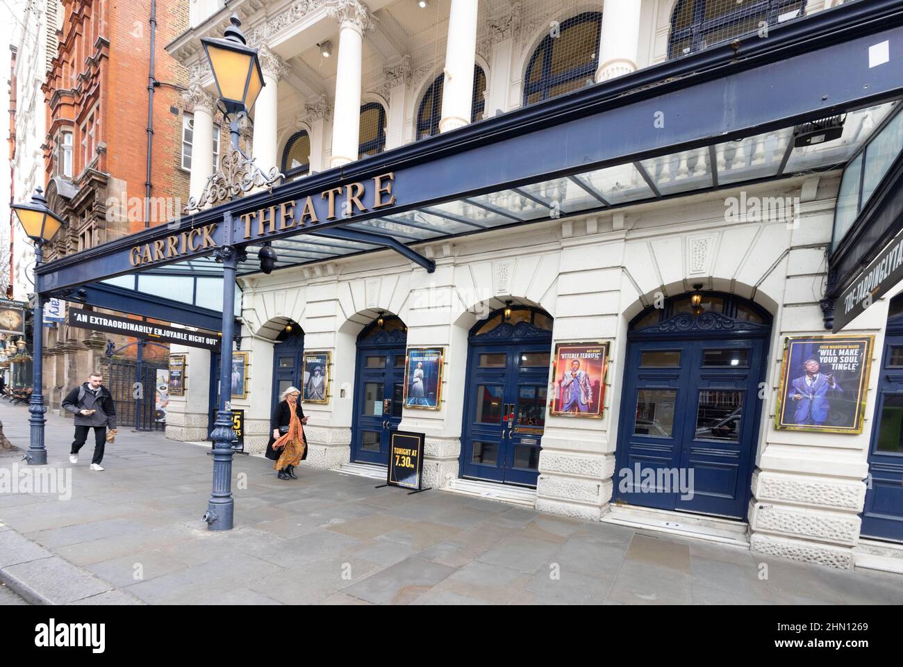 London West End theatre; people outside the Garrick Theatre, Charing
