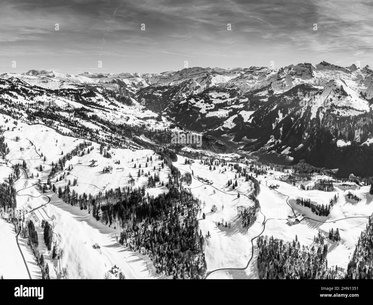 Drone swiss alps Black and White Stock Photos & Images - Alamy