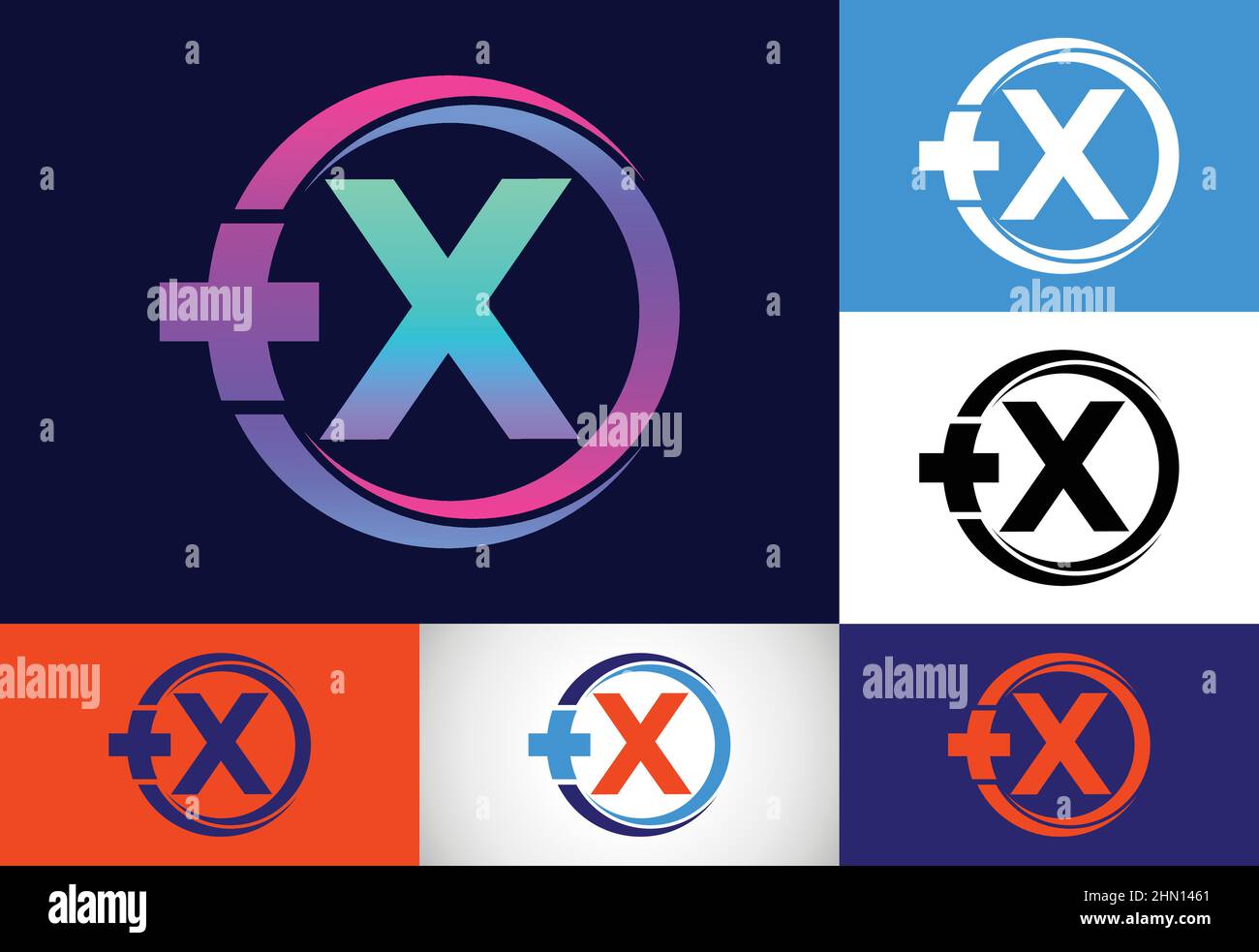 Initial X monogram in a circle with cross plus. Medical logo. Logo for ...