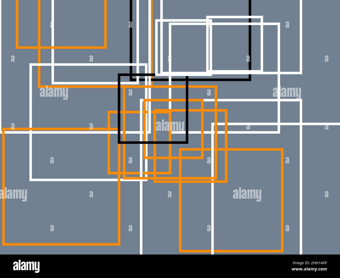 Abstract minimalist orange white grey illustration with squares and ...