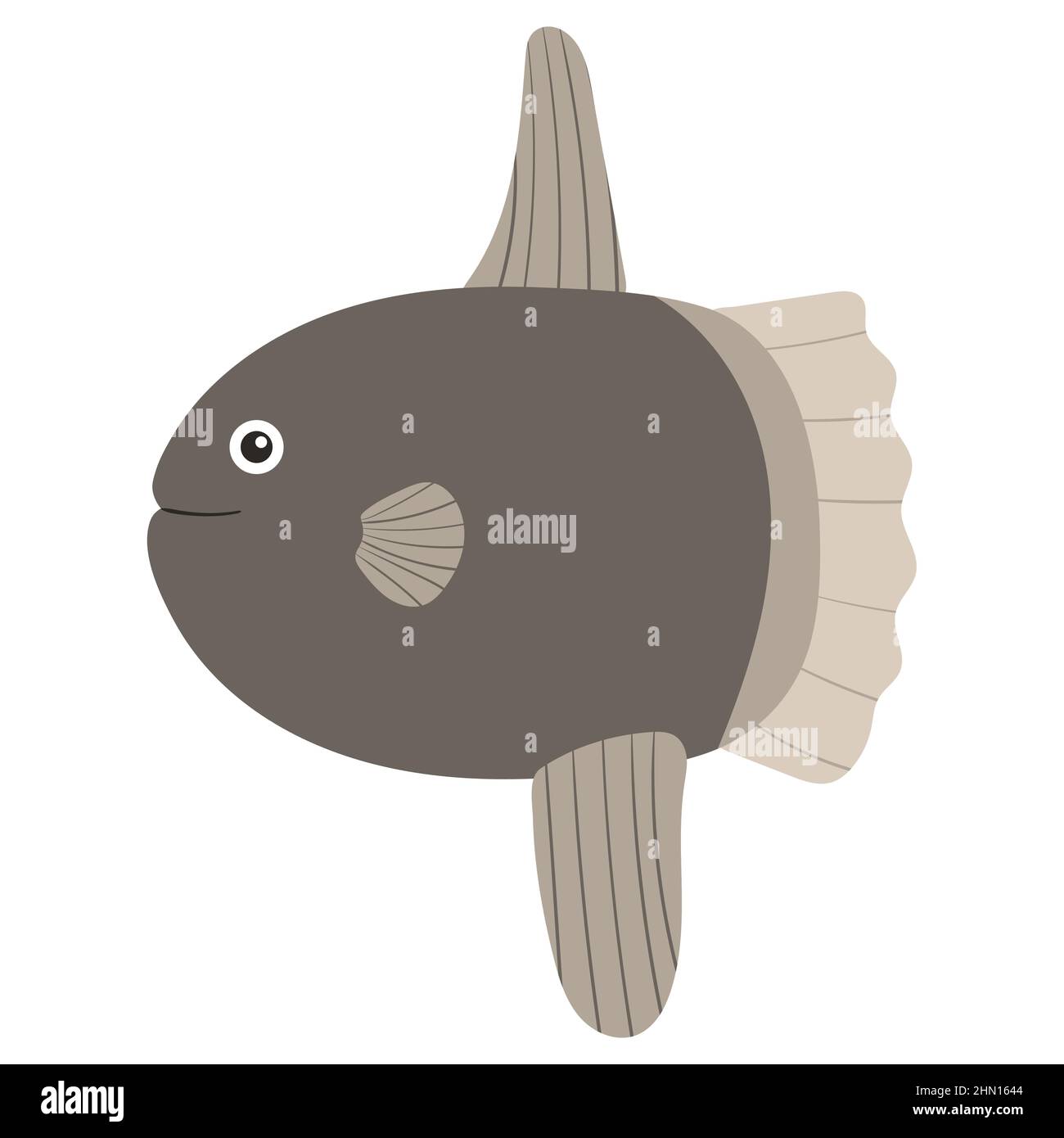 Beautiful cartoon illustration with colorful sea animals sunfish on ...
