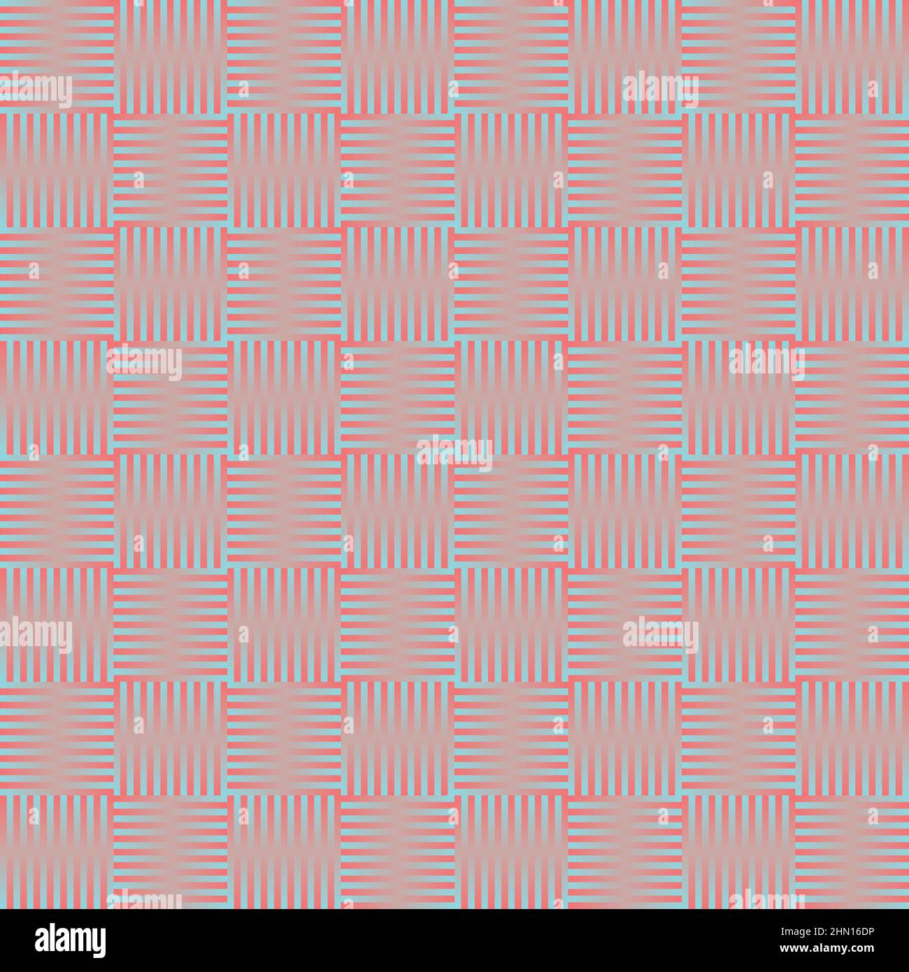 Striped seamless tile pattern in soft red and blue. Horizontal and vertical lines are alternate. The tiles are square. Stock Vector