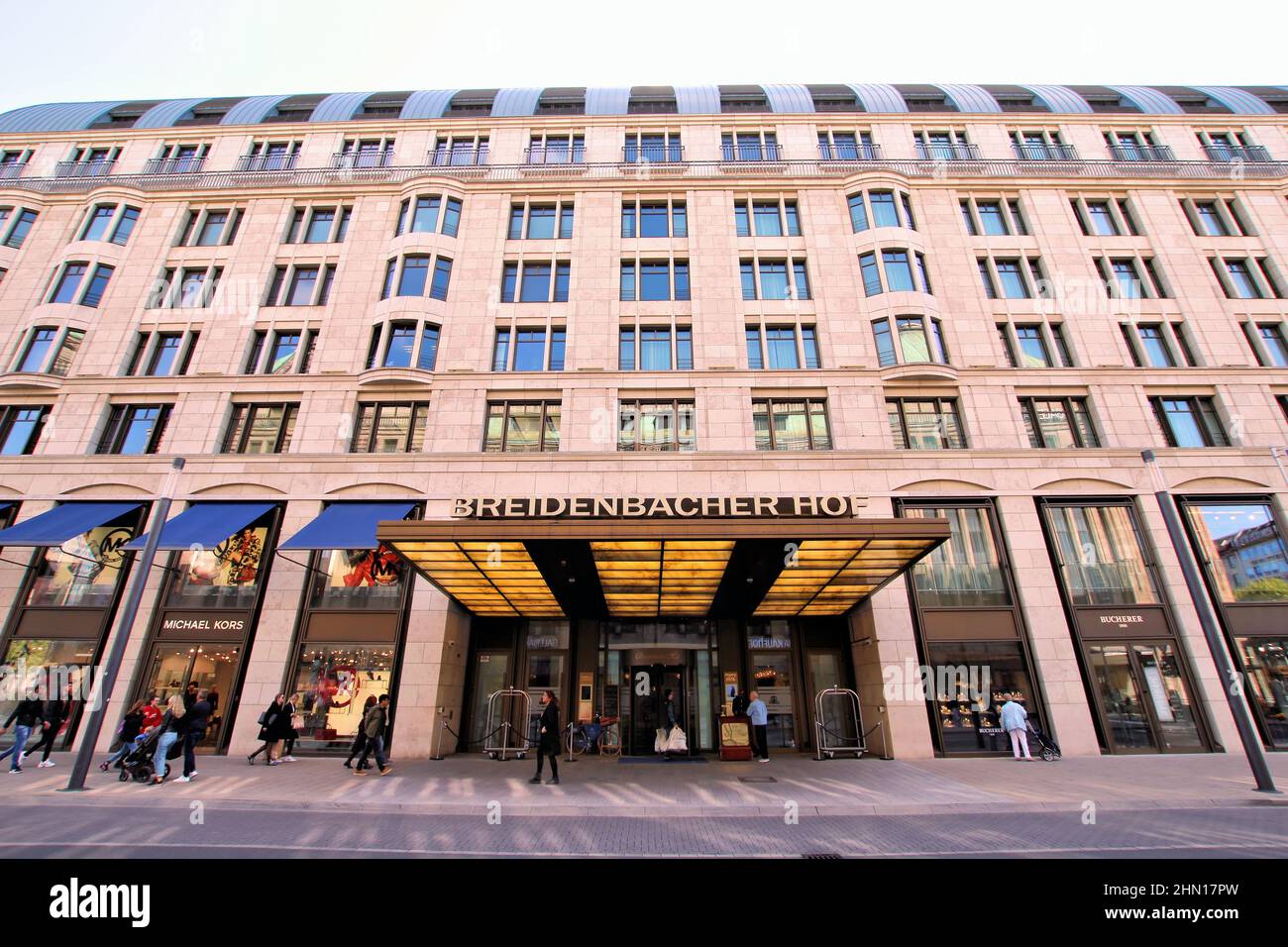 Wide angle front view of the hotel 'Breidenbacher Hof' in Düsseldorf/Germany. This hotel has a tradition of more than 200 years. Stock Photo