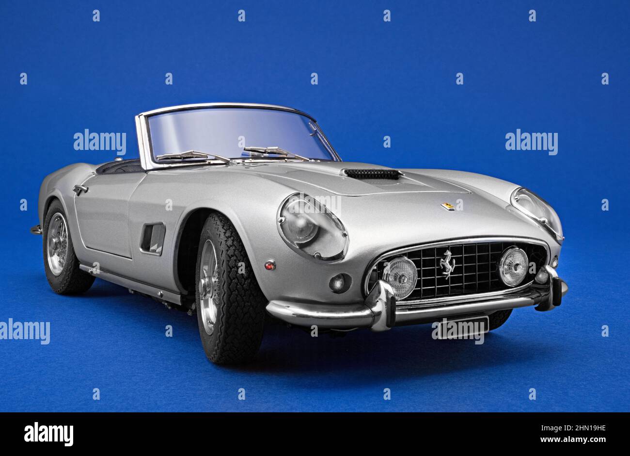 Diecast model car by CMC of Ferrari 250 California SWB silver color