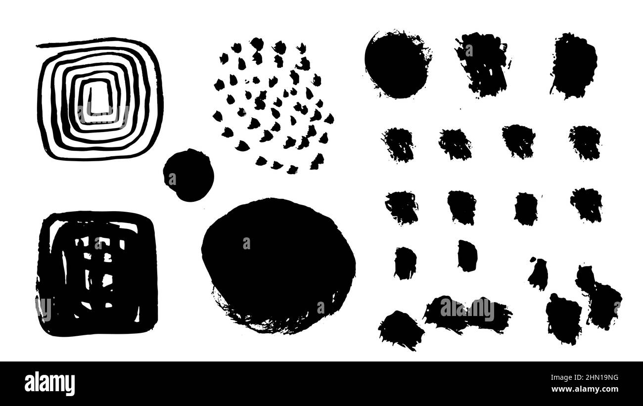 Strokes. Grunge design elements. Rectangular text boxes, speech bubbles. Stock Vector