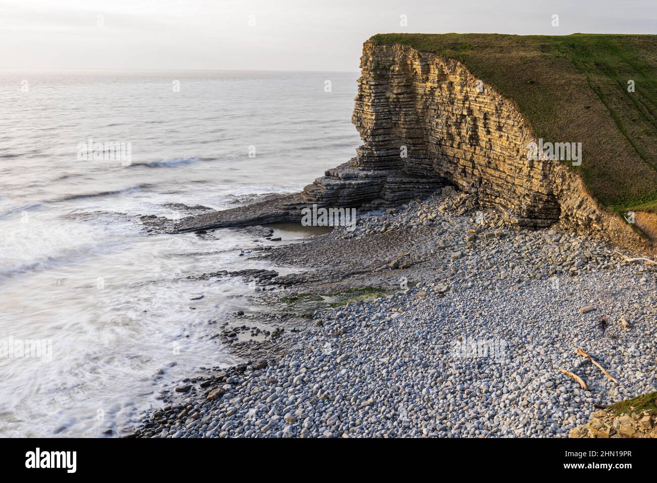 Nash Point and the Sphinx Rock on the Glamorgan Heritage Coast, South Wales, UK GB Stock Photo