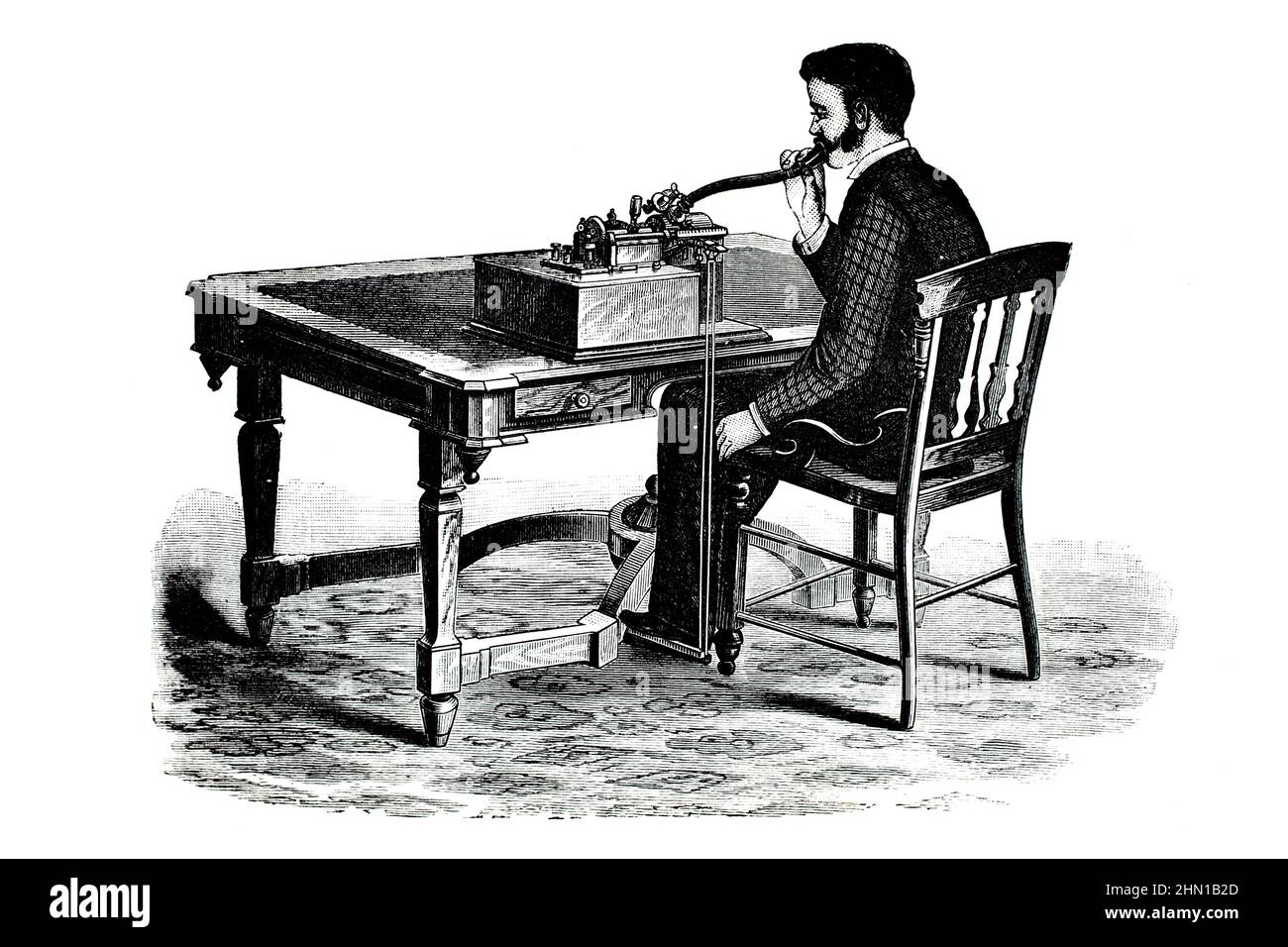 Science History, sound recording, man speaking into phonogram