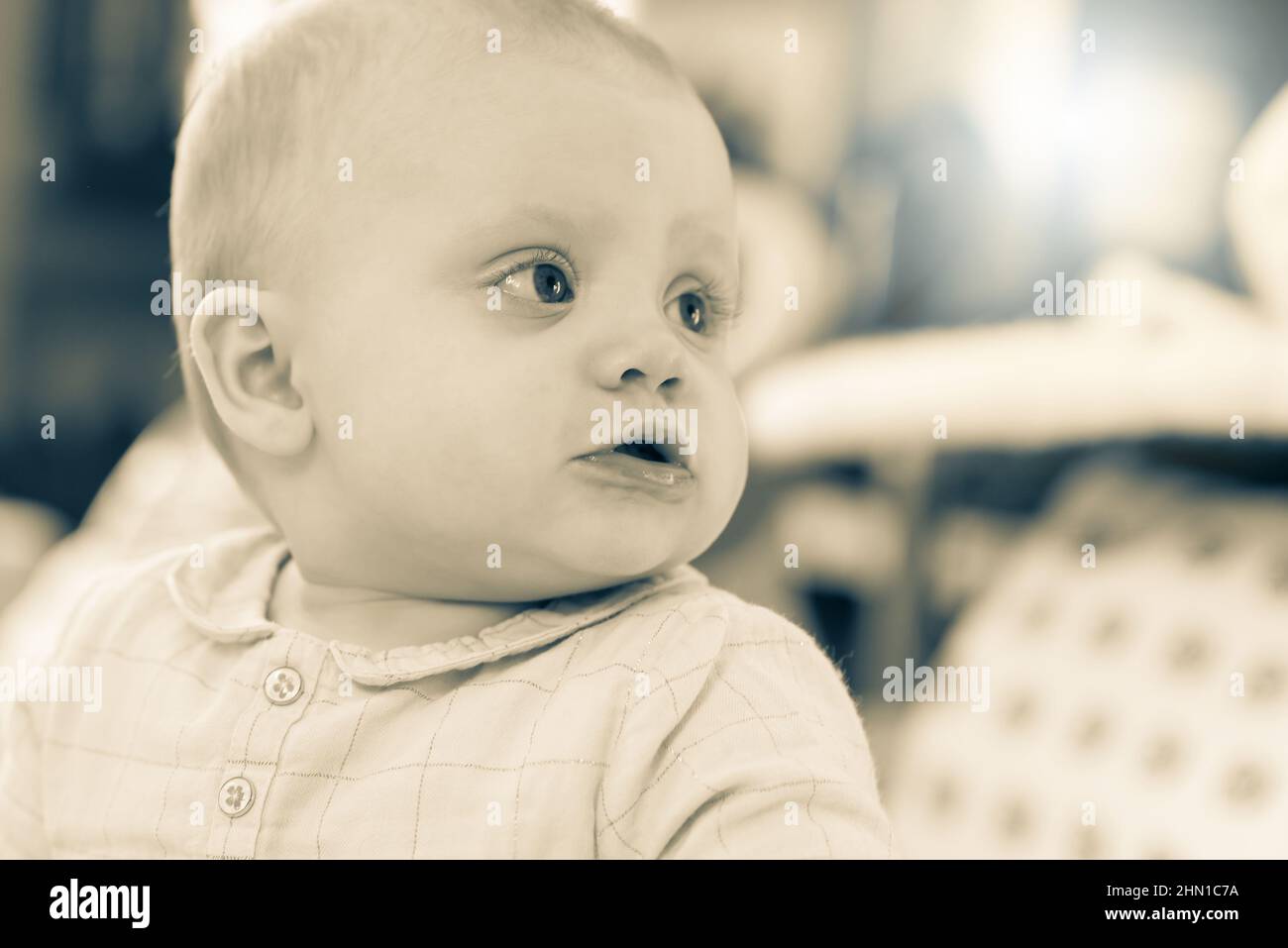 Portrait of little cute baby girl, black and white Stock Photo - Alamy