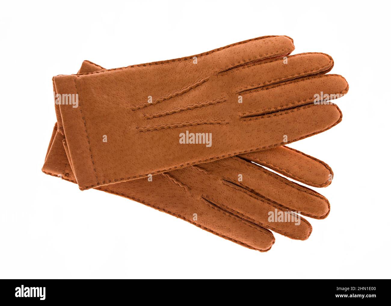Pair of leather woman gloves isolated on white Stock Photo Alamy