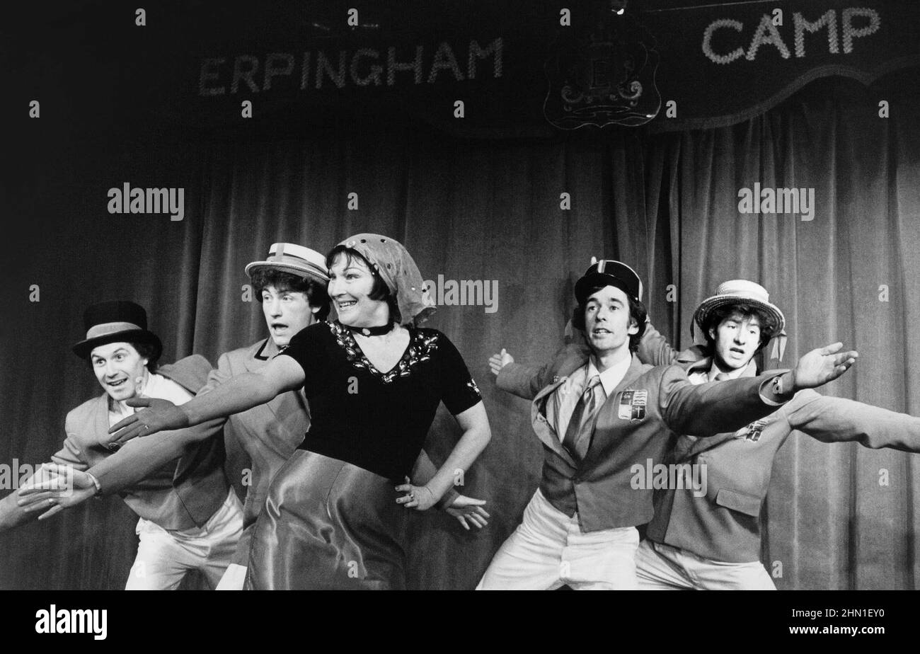 holiday camp redcoats in THE ERPINGHAM CAMP by Joe Orton at the King's Head Theatre, London N1 10/01/1979  design: Judith Crozier director: Stewart Trotter Stock Photo