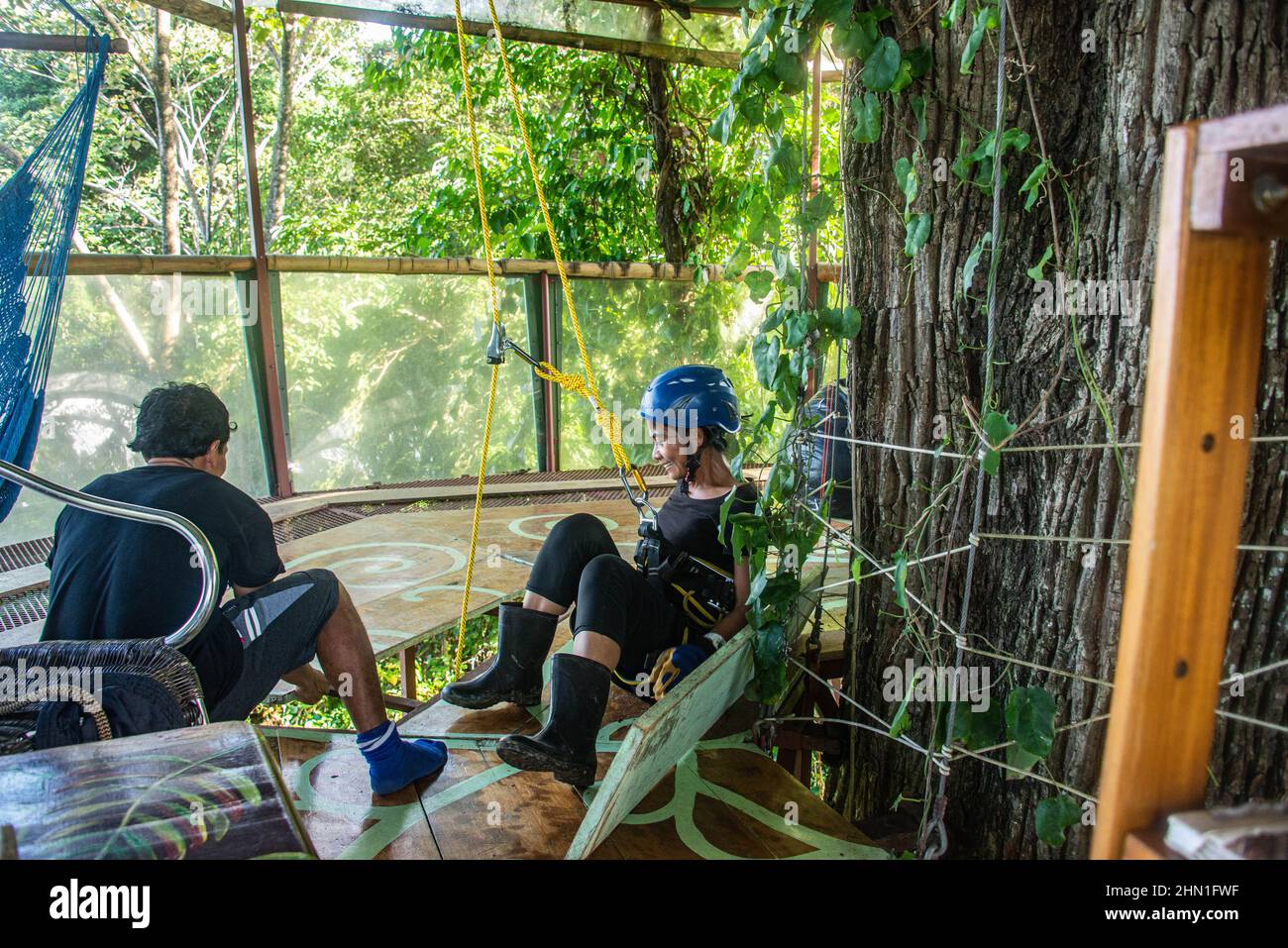 Jungle treehouse, Manzanillo, Costa Rica Stock Photo