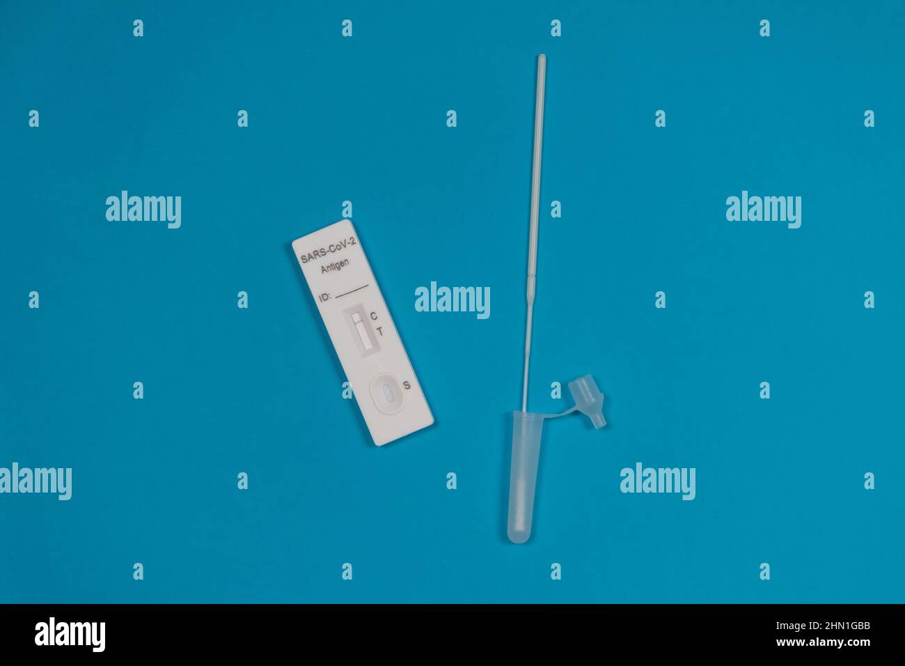 antigen test kit. This quick blood test shows a positive result for antigens for SARSCoV2