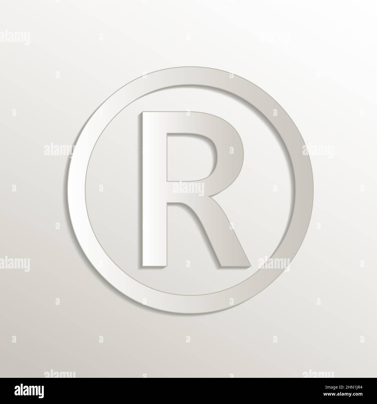 Registered trademark symbol letter r icon card paper 3D natural