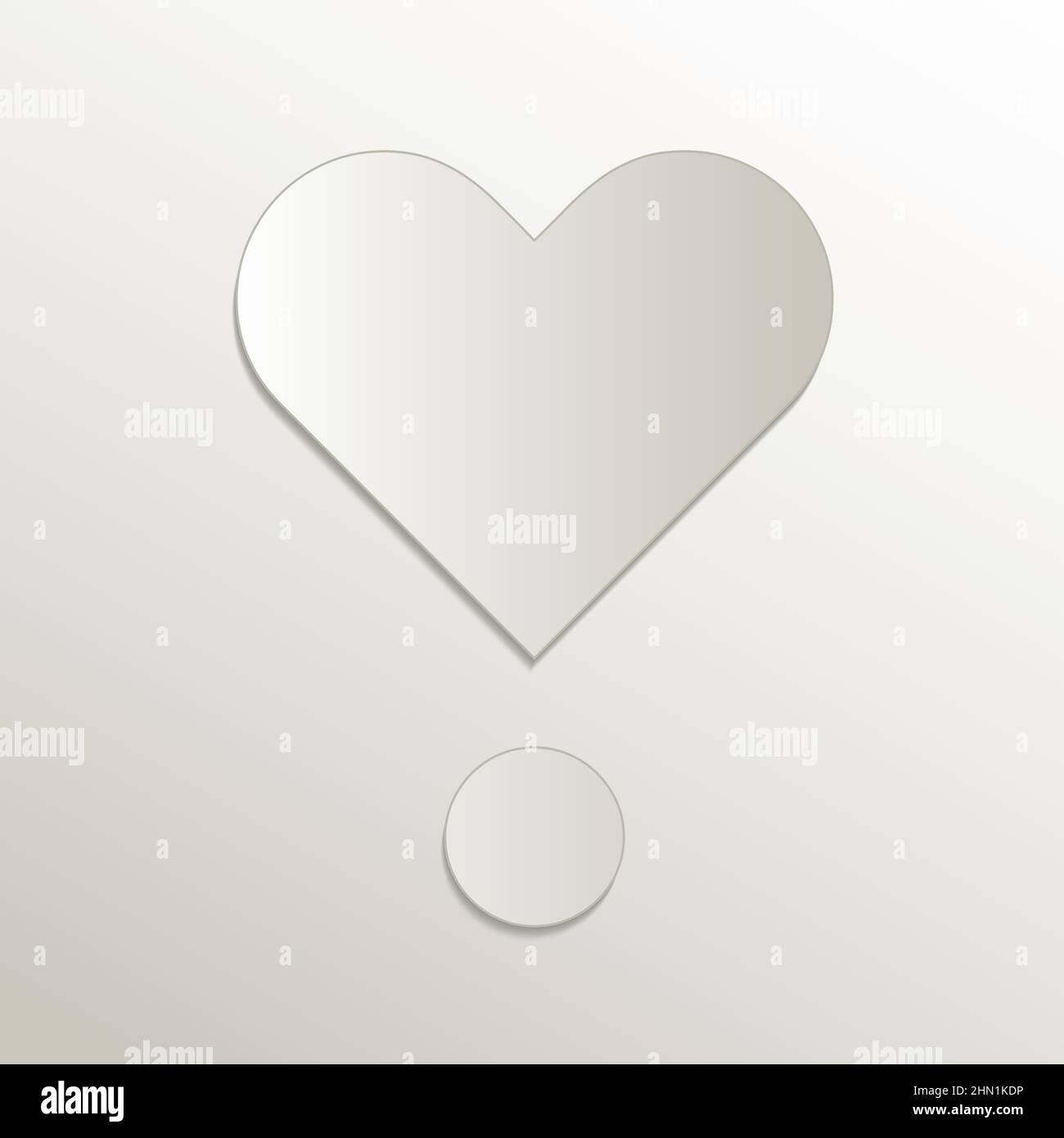 Heart exclamation mark symbol icon, card paper 3D natural vector Stock Vector