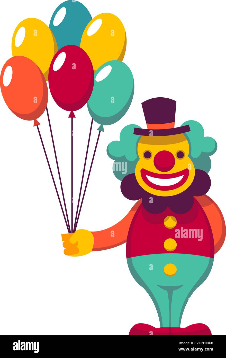 Clown with balloons. Circus symbol. Funfair mascot Stock Vector