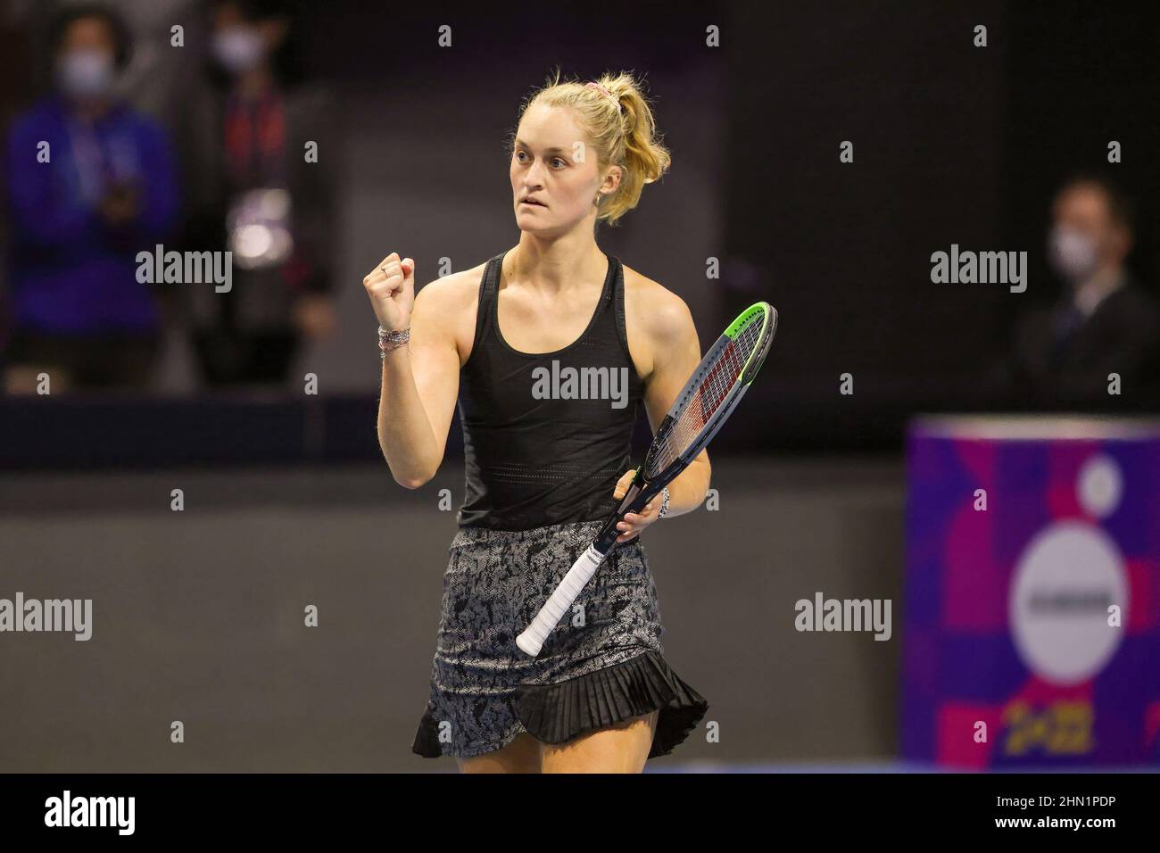 Erin Routliffe of New Zealand seen during the St. Petersburg Ladies Trophy  2022 tennis tournament against Catherine Mcnally of USA and Anna Kalinskaya  of Russia. Final score; Alicja Rosolska/Erin Routliffe 1:2 Anna