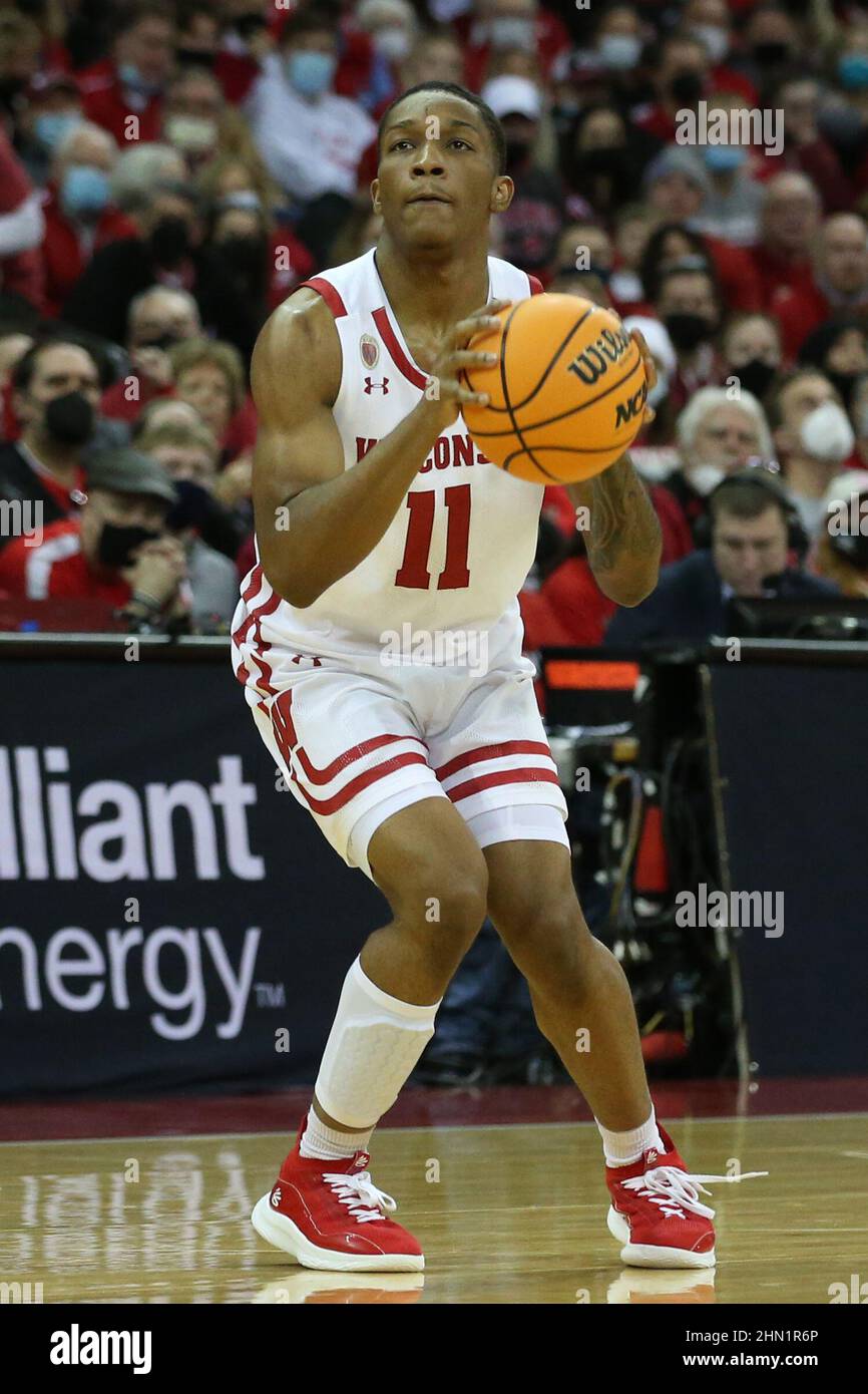 Madison, WI, USA. 12th Feb, 2022. Wisconsin Badgers guard Lorne Bowman ...