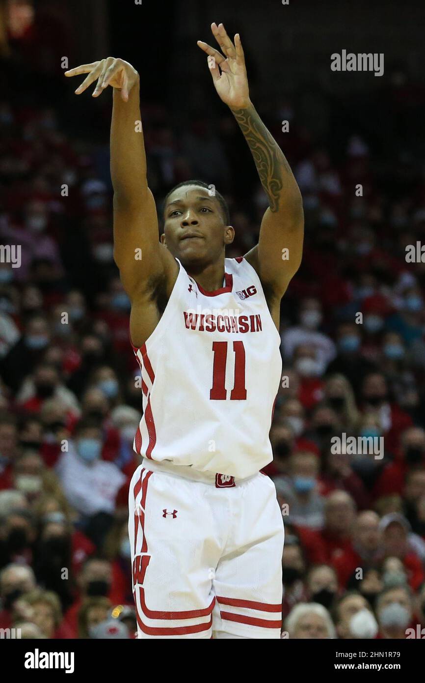 Madison, WI, USA. 12th Feb, 2022. Wisconsin Badgers guard Lorne Bowman