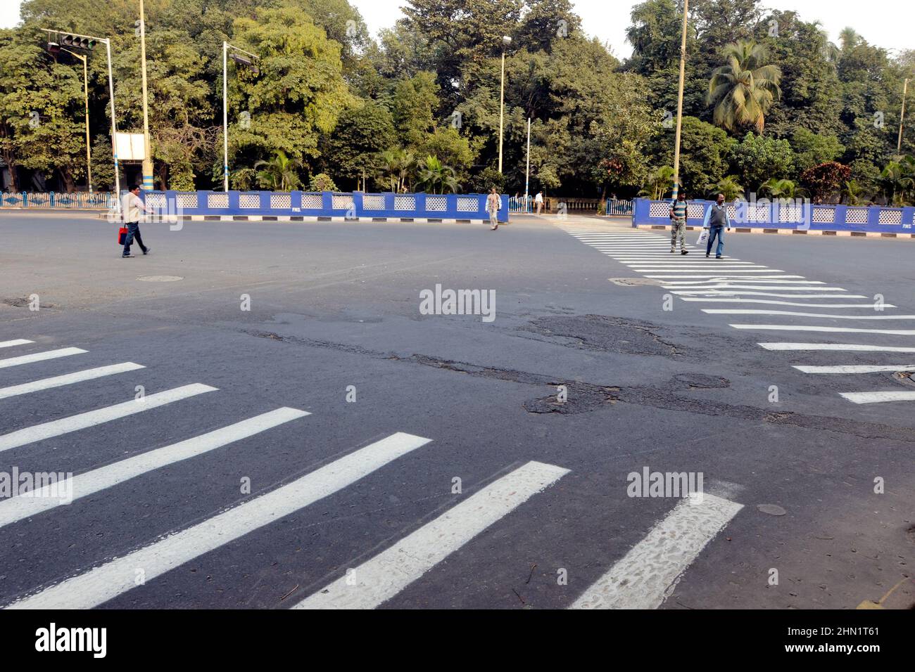 kolkata street zebra crossing Stock Photo - Alamy