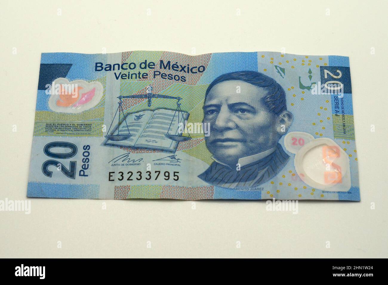 twenty (20) peso banknote, Mexican peso $ (MXN), Mexico, North America Stock Photo