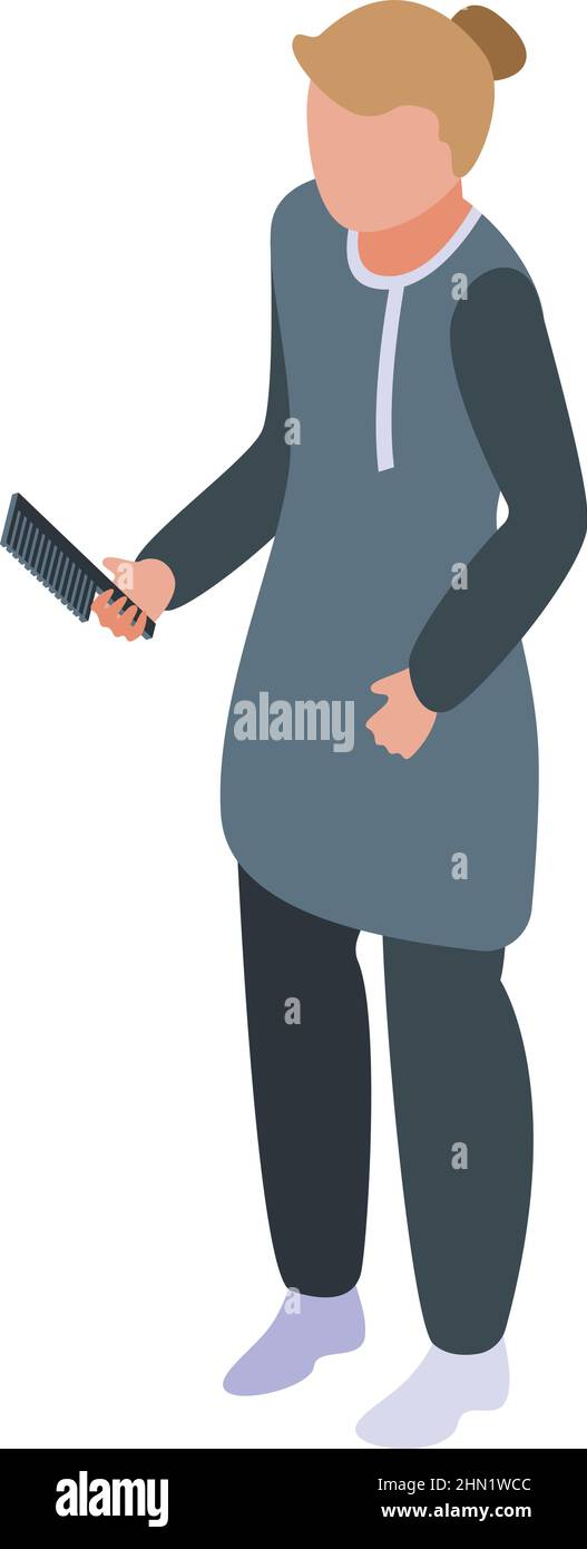 Hair parlor worker icon isometric vector. Beauty salon. Woman barber Stock Vector