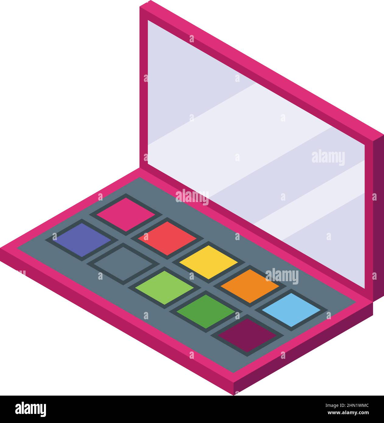 Mirror makeup colors icon isometric vector. Parlor salon. Make up roller Stock Vector