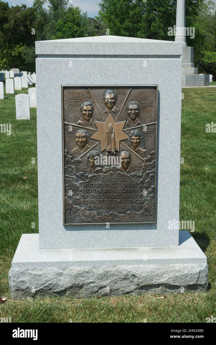 ARLINGTON VIRGINIA, APRIL 20,2012 Space Shuttle Challenger memorial tombstone at Arlington Cemetery Stock Photo