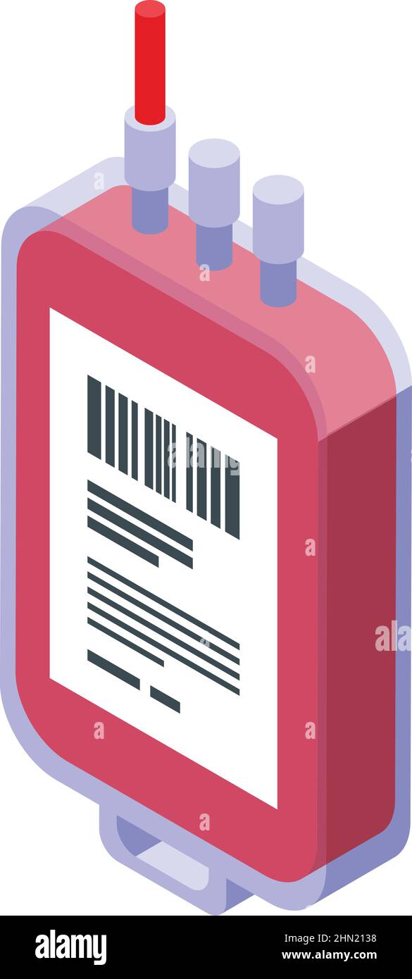 Blood packet icon isometric vector. Bag transfusion. Donate label Stock ...