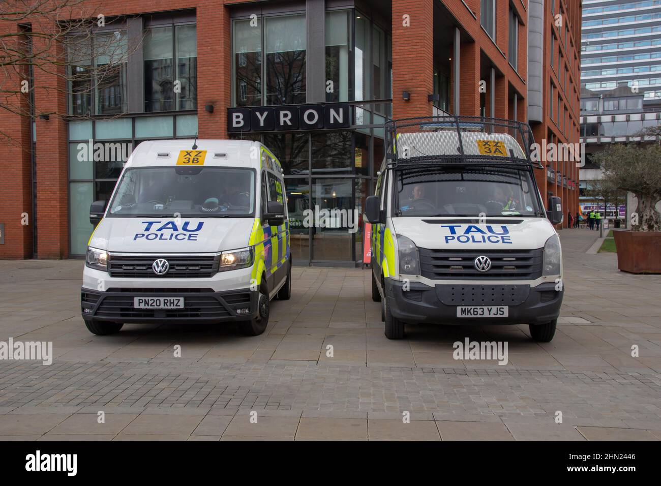 British Police Riot Vans Stock Photo