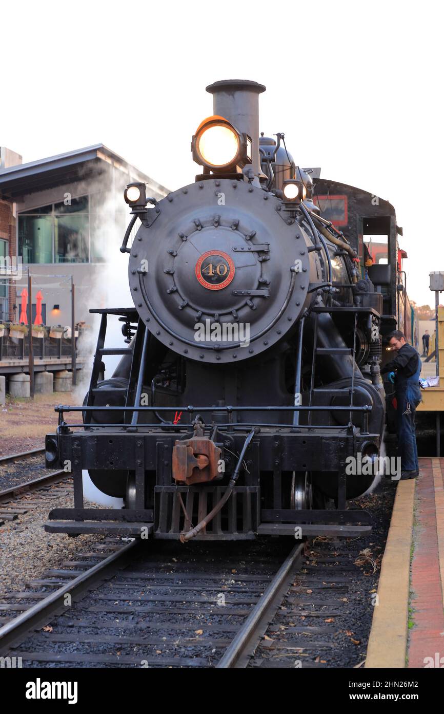 Antique steam at New Hope Railroad Heritage Station.New Hope