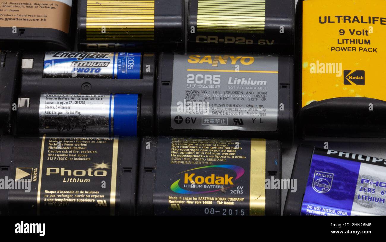 Pile of old lithium camera batteries Stock Photo Alamy
