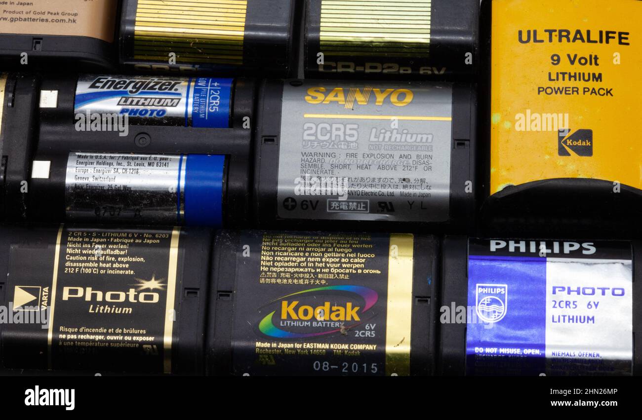 Pile of old lithium camera batteries Stock Photo Alamy